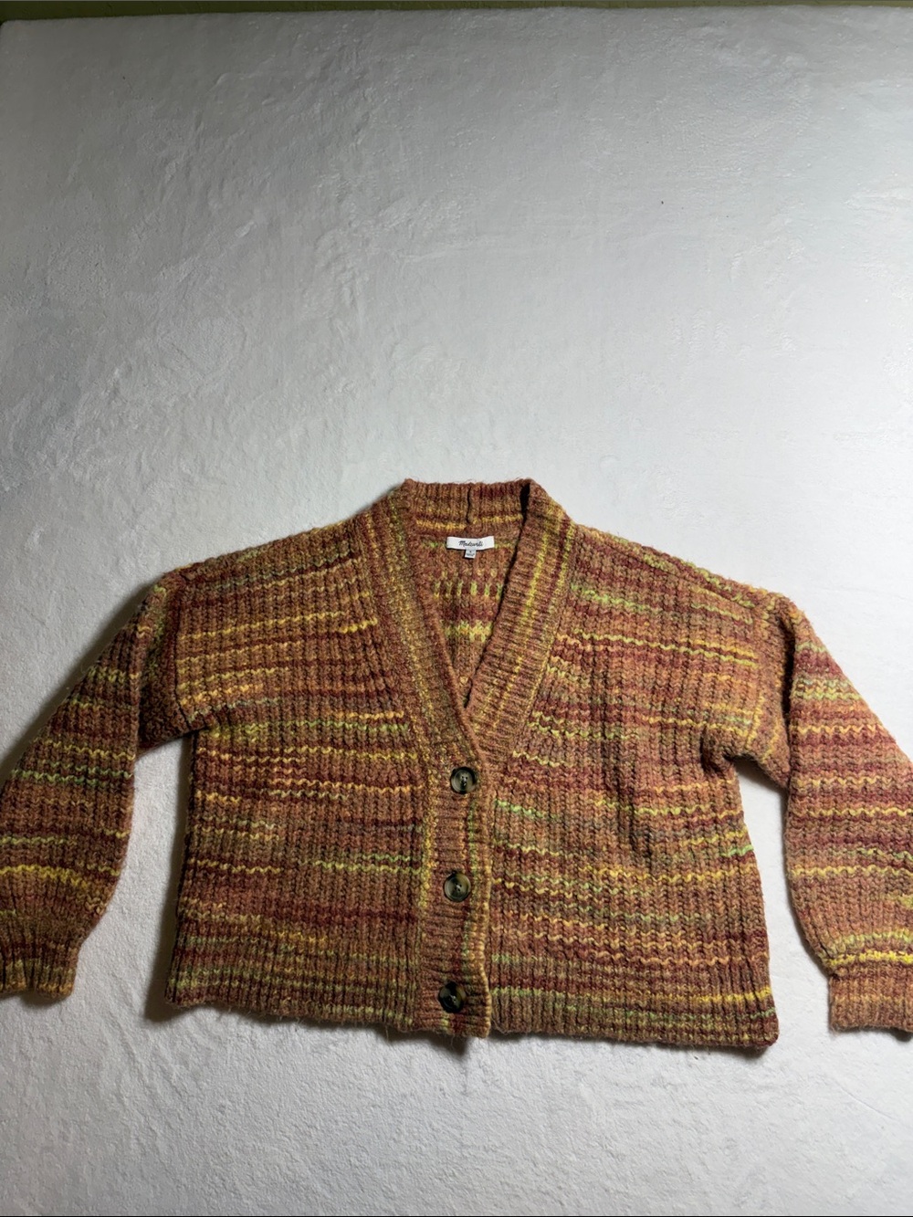 Madewell Striped Knit Cardigan in Brown and Yellow
